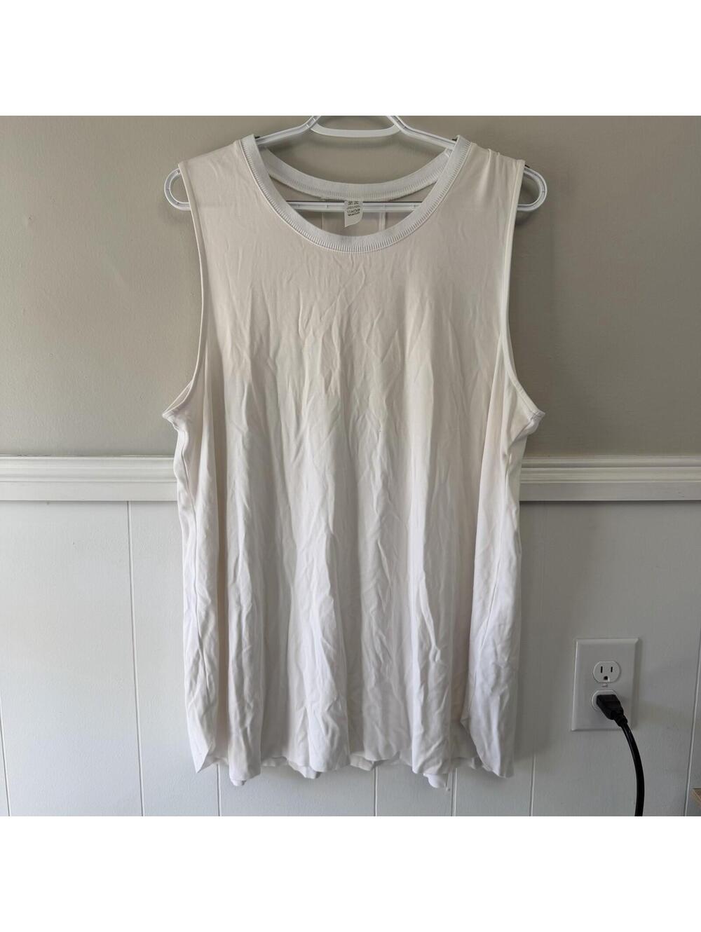 Spanx Perfect Length Tank Top Womens Plus 1X White Stretch Athleisure Workout